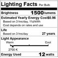 thumbnail image 2 of Dimmable LED Light Bulb, 12 Watt, Medium Base E26 2700K Warm White, 2 of 5