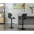 thumbnail image 2 of Guyou Swivel Adjustable Bar Stools Set of 2, Faux Leather Bar Stools with Rhombus and Curved Back Modern Bar Stools, Brown, 2 of 13