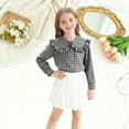 thumbnail image 5 of vdgthytj Girls Button down Shirts Kids Plaid Cute Ruffle Collared Long Sleeve Casual Spring Summer Tops Blouse, 5 of 6