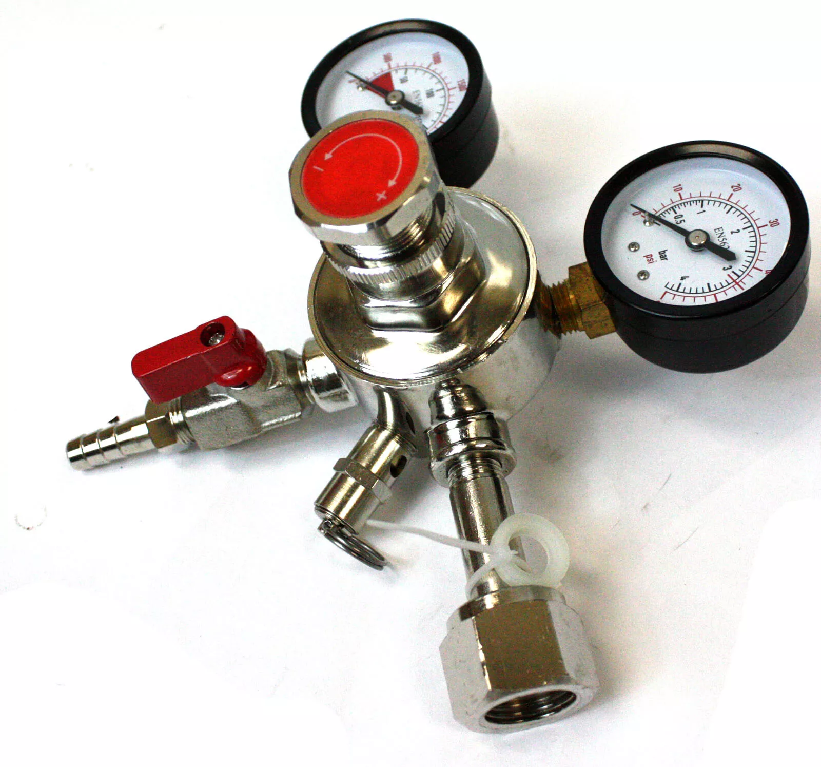 HFS 4 Dual Gauge CO2 Regulator with Shutoff Valve - Precision Control for Home Draft Beer Brewing System, Compatible with Kegerators & Homebrew Kits