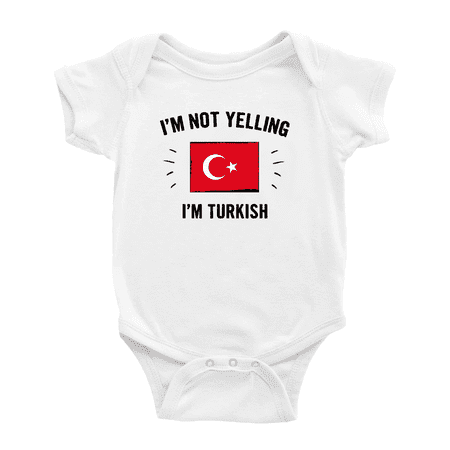 

I m Not Yelling I m Turkish Baby Romper Bodysuit For Boy Girl (White 3-6 Months)