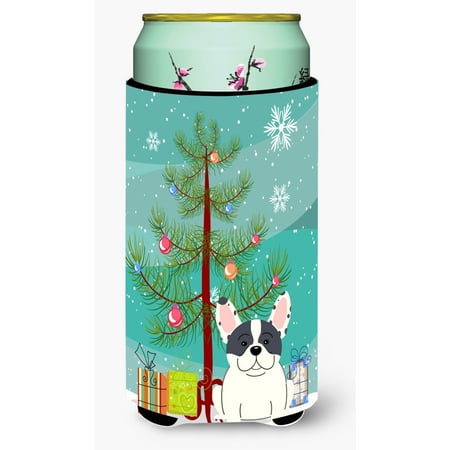 

Carolines Treasures BB4136TBC Merry Christmas Tree French Bulldog Piebald Tall Boy Beverage Insulator Hugger Tall Boy