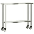 thumbnail image 5 of vidaXL Table de Cuisine avec Roulettes 110x30x85 cm Acier Inoxydable, 5 of 5
