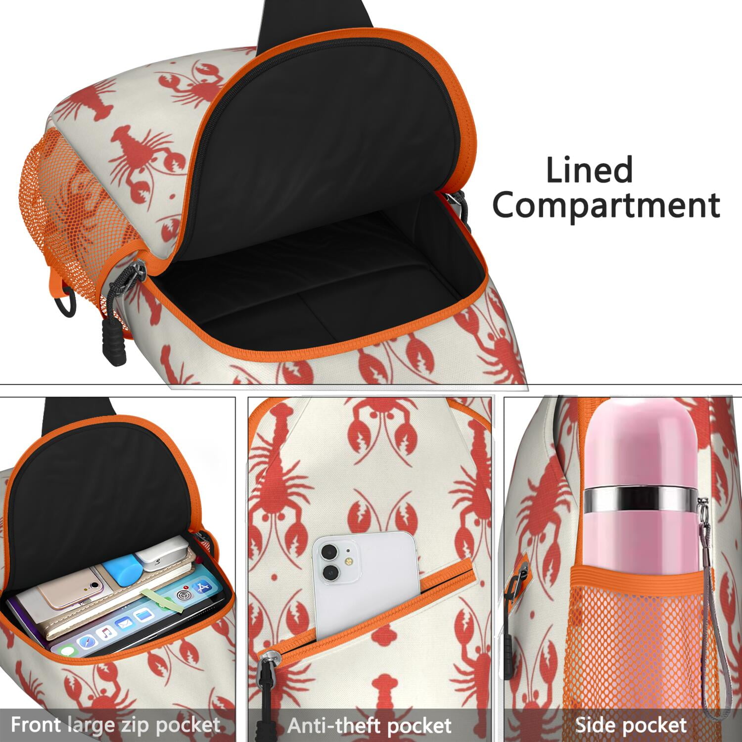 Red & Blue Ocean Life Sling Bag - Tropical Beach Inspired Crossbody Shoulder Pack - Travel-Ready Spacious Organizer for Outdoor Adventures & Casual Use