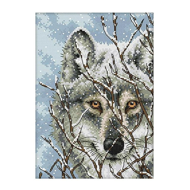 yuksok Stamped Cross Stitch s - Gray Wolf Pattern 11CT Embroidery Cloth 11CT 27x39cm