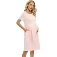 thumbnail image 4 of Women's Button Down Maternity Sleepwear Nursing Nightgown Labor/Delivery Hospital Gown Short Sleeve Breastfeeding Dress Lace Round Neck Casual Nightshirt for Women,Pink S-XXL, 4 of 6