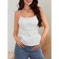 thumbnail image 6 of Yunliwuli Women's Ruched Cami Tops Sleeveless Spaghetti Strap Frill Camisole Summer Tank Tops, 6 of 10