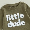 thumbnail image 3 of Toddler Baby Boys Fall Winter Outfits Little Dude Letter Embroidery Waffle Long Sleeve Sweatshirts Tops and Pants 2Pcs Clothes Set, 3 of 8