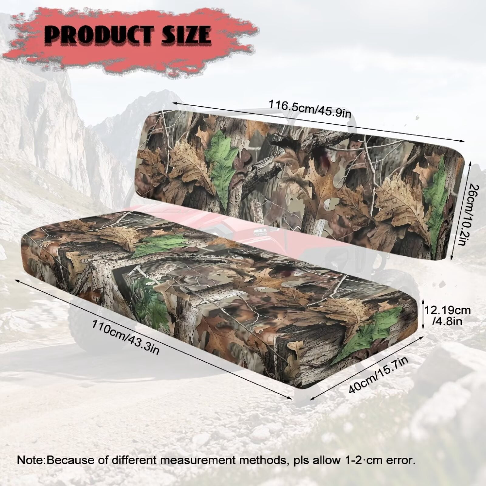 XYZCANDO Brown Camouflage Hunting UTV Seat Covers for Kawasaki Mule 4010 Set 2 Pcs UTV Seats Cover Accessory Part Nonslip All-Season Protection Replacement Bench Seat Cover