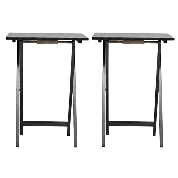 Mainstays Solid Rubberwood Folding TV Tray Tables, Set of 2, Black