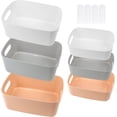 thumbnail image 1 of Contenedores de almacenamiento de plástico con cómodas asas portátiles, material PP de alta calidad, inodoro y no tóxico, apilables, ahorran espacio, colores elegantes y con estilo para soluciones de, 1 of 5