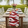 thumbnail image 4 of Table Runners 72 Inches Long Dress Scarves, Red White Moire Farmhouse Kitchen Table Runner, Coffee Tablerunners, Modern Abstract Art 16x72 Inch, 4 of 9