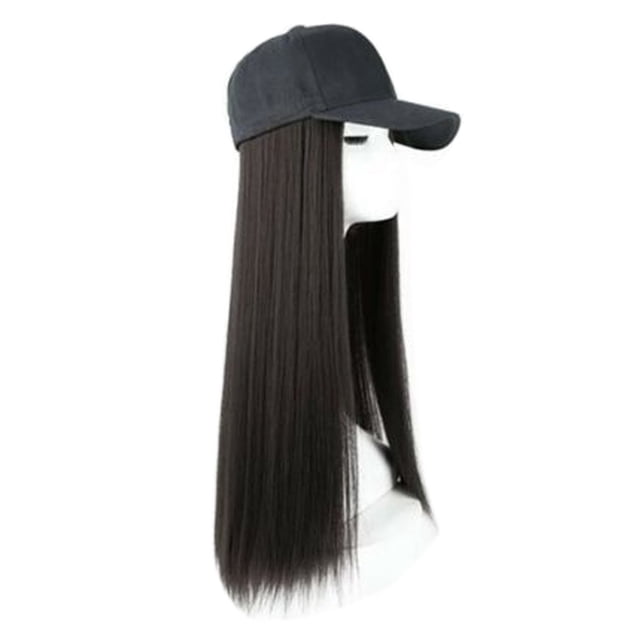 Perruque Cheveux Longs Chapeau Perruque Premium Aspect Naturel Perruque Cheveux Longs Raides pour Rendez-Vous Coiffure