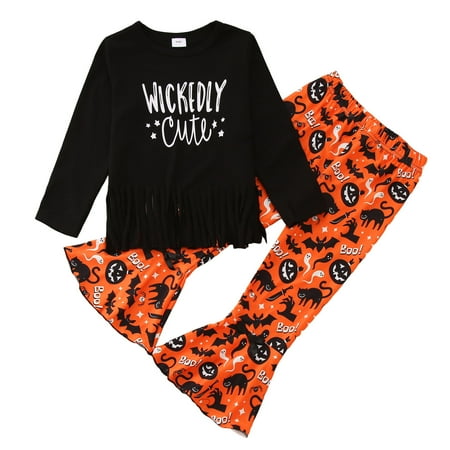

Sobgg25 Toddler Girls Long Sleeve Letter Print Tops And Pants 2PCS Outfits Clothes Set For Children Fall Clothes