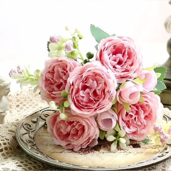 Center Pieces Decoration For Table,Wedding Decorations For Home Party,Peonies Artificial Flowers Silk Peonies Faux Flowers Fake Peonies Artificial Flowers Peonies Bouquet for Table(H)