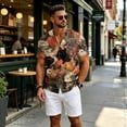 thumbnail image 5 of Uwinwear Linen Cotton Short Sleeve For Men Button Up V Neck Shirts Lightweight Printed Tops Hawaiian Summer Beach Casual Shirts Breathable Casual Wear,Orange,XL, 5 of 8