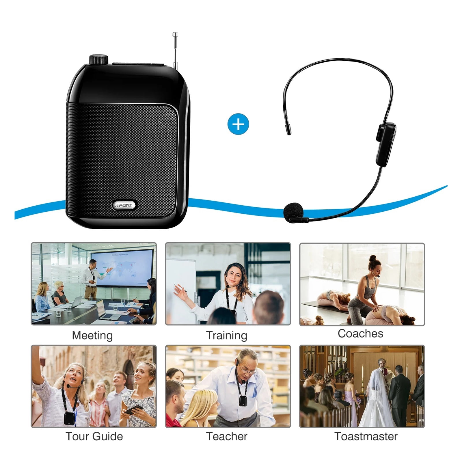 UHF Wireless Voice Amplifier Megaphone Mini Audio Speaker With Microphone Recharable Ultralight Loudspeaker ,Powerful Voice Amplifier