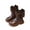 Brown, variant on Black Childrens Bow Accent Mid Calf Boots With Round Toe And Heel Uk Inspired, Casual For Ages 3-4 In Fall Season Shoes