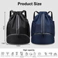 thumbnail image 4 of 2 Pcs Black Drawstring Gym Bag for Men & Women, Waterproof Drawstring Swim Bag with Shoe Compartment, Small Beach Sports Backpack for Soccer, Basketball, Volleyball, 4 of 7