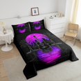 thumbnail image 4 of Erosebridal Teens Guitar Comforter Sets Queen Size, Purple Comforters & Duvets, Tree Moon Print Decor, Reversible 3pcs, 4 of 8
