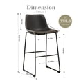 thumbnail image 3 of TOPCOMFY 30in Bar Stools Set of 2, Faux Leather, Armless with Metal Legs, Footrest for Kitchen Island, Black, 3 of 5