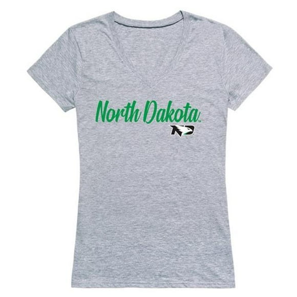 W Republic 555-141-HGY-05 University of North Dakota Womens Script T-Shirt&#44; Heather Gray - 2XL