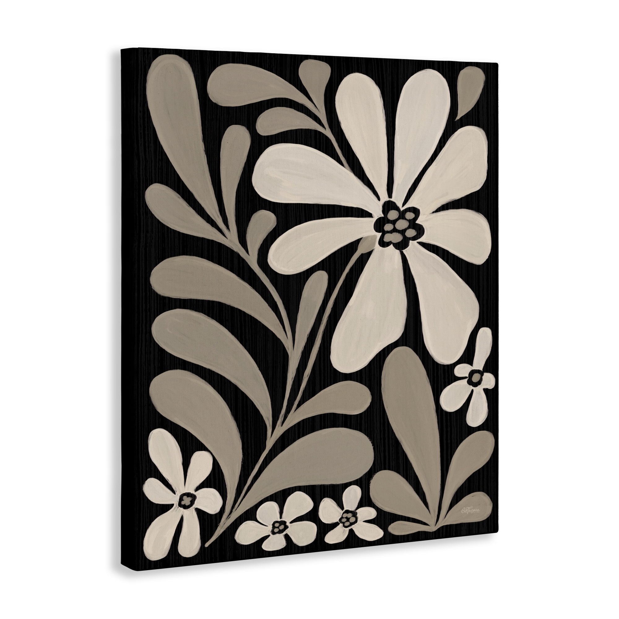 Stupell Industries Cream Modern Floral Canvas Wall Art design by Cat Thurman Designs, 20 x 16