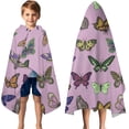 thumbnail image 3 of Purple Butterfly Colorful Wing Pattern Hooded Bath Towel，50"x30" for Ages 3 To 12 Kids, Quick Dry Lightweight Soft Microfiber Hood Beach Towel Cover Up for Kids, 3 of 7