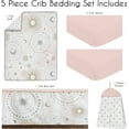 QAM Blush Pink Gold Star and Moon Girl Baby Crib Bedding Set for Infant