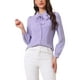 thumbnail image 1 of CAMISA DE MUJER CON BOTONES INSPIRADA EN CHIC, CUELLO PETER PAN, CON LAZO EN EL CUELLO, BLUSA DE COLOR SÓLIDO, TAMAÑO S, LILA CLARO, 1 of 6