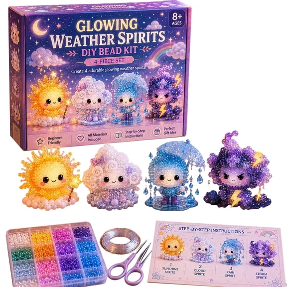 AURIGATE Glow in Dark DIY Bead Kit, 7.87x4.72 inch Luminous Spirit Crafts Set for Jewelry Making Halloween Gift Activity