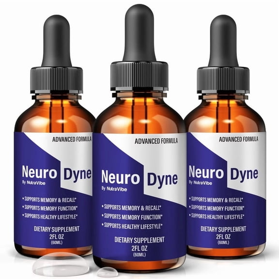 (3 Pack) Neuro Dyne Drops – NeuroDyne Brain Formula for Memory, Focus, and Cognitive Support, Liquid for Mental Clarity, Easy 1-Drop Formula (90 Servings)