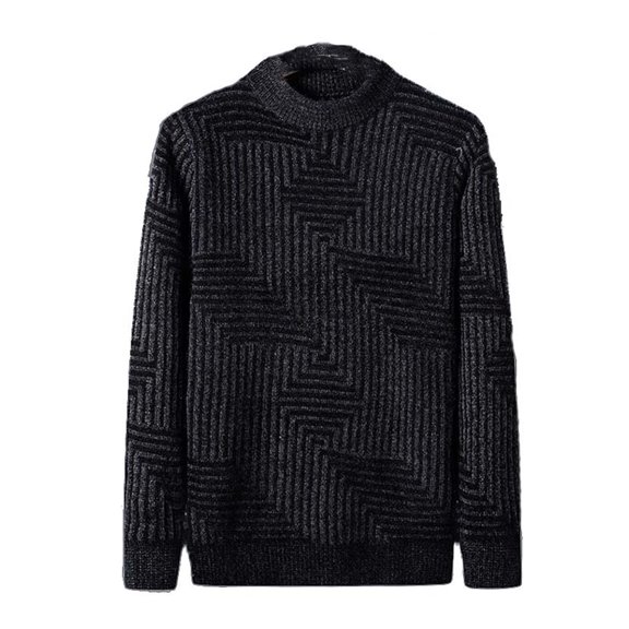 Autumn And Winter Knitted Thickened Knitted Sweater For Middle And Young Men With Half High Neck Imitation Warm Elastic Sweater