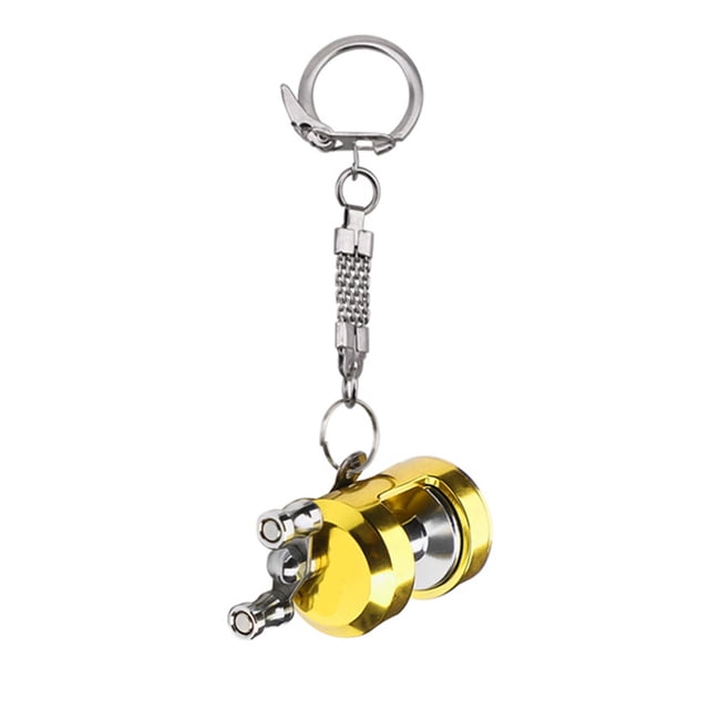 Creative Miniature Trolling Reel Drum Wheel Shape Key Chain Pendant Angler Gift