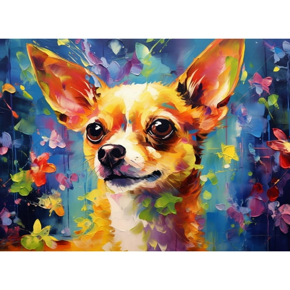 Watercolor Cute Chihuahua DIY 5D Diamond Art Painting by Number Kits for Adults Paint with Round Full Drill Diamond Gems Painting Art Craft for Home Wall Decor 11.8x15.8in