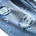 thumbnail image 5 of SWSMCLT Men's Jean Shorts Denim Cotton Blend Short Pocket Regular Fit Distressed Ripped Summer Knee Length Broken Hole Straight Leg Fashion Patterned6 38, 5 of 5