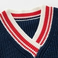 thumbnail image 6 of FAOWME Kids Boys Girls Knitted Vest Sleeveless V Neck Patchwork Warm Loose Knitwear Top For Autumn Winter Daily Wear,Navy,5-6 Years, 6 of 8