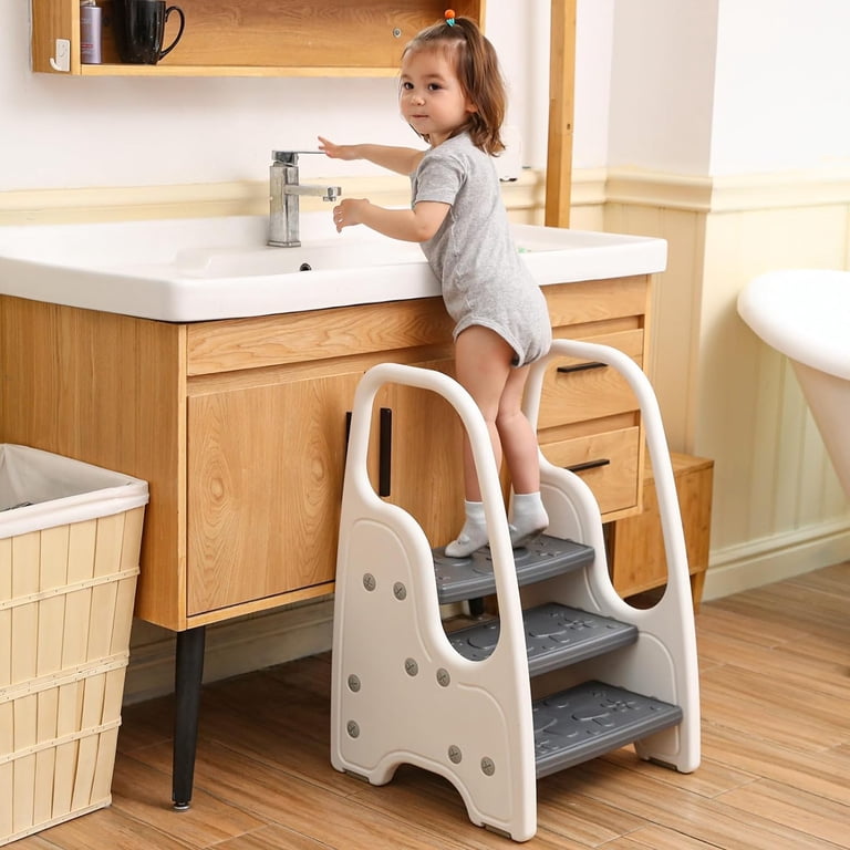 Toddler Step Stool With Handrails - Safe Helper For Bathroom Sink & Potty Training