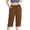 Brown, variant on Plus Size Capris for Women Casual Solid Color Drawstring Waist Cargo Capri Pants with Multi Pocket