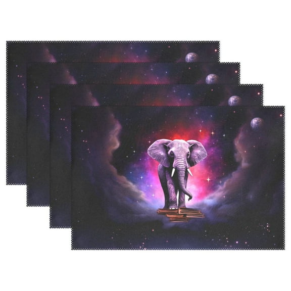 Elephant Starry Sky 12×18 inch Placemats Heat Resistant Washable Foldable Rectangular Placemats Set Decoration Indoor Outdoor for Kitchen Dining Table 1PC