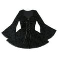 thumbnail image 4 of Vintage Dark Flocking Long Sleeve Dress for Women Girls Gothic Bodycon Dresses Elegant Slim Fitting Long Skirt, 4 of 9