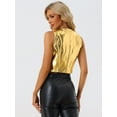 thumbnail image 4 of DARING DIVA Women's Crop Jacket Sleeveless Holographic Metallic Vest XS Gold, 4 of 6