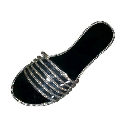 HTGFGMGW Walking Sandals Women Summer Women Ladies Fashion Casual Flat Retro Slippers Shoes Sandals Bedroom Essentials Black