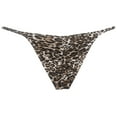 thumbnail image 3 of Botmois Men's Leopard Mini Bikini Briefs Cheeky Thongs Ultrathin Tangas Soft Low-rise Hipsters Comfortable Micro Bottoms Underwear Brown Leopard M, 3 of 3