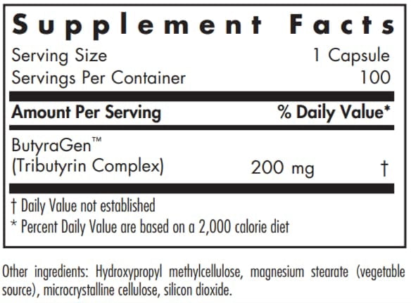 NutriCology ButyrAid Colon Lining Nutrition - Supports Gut and Colon Health - Digestive Support - Delivers 200 mg - Vegetarian & Hypoallergenic - 100 Servings - 100 Delayed-Release Capsules