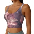 thumbnail image 2 of Fotbe Pink Lotus Buddha Sujetador Deportivo Largo sin Aros para Mujer con Almohadillas y Soporte Medio, Transpirable y Absorbente, Camiseta Tipo Chaleco o Tank Top-Large, 2 of 8