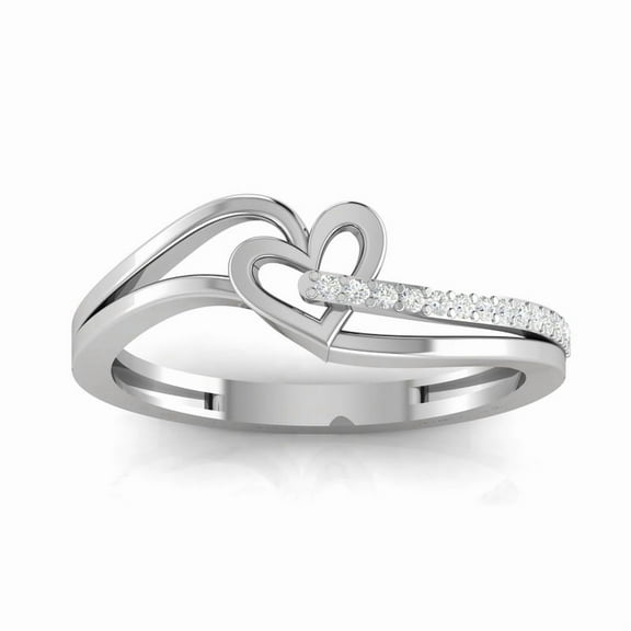 Auory Heart Connected White Gold Plated Silver Moissanite Eternal Love Ring for Women