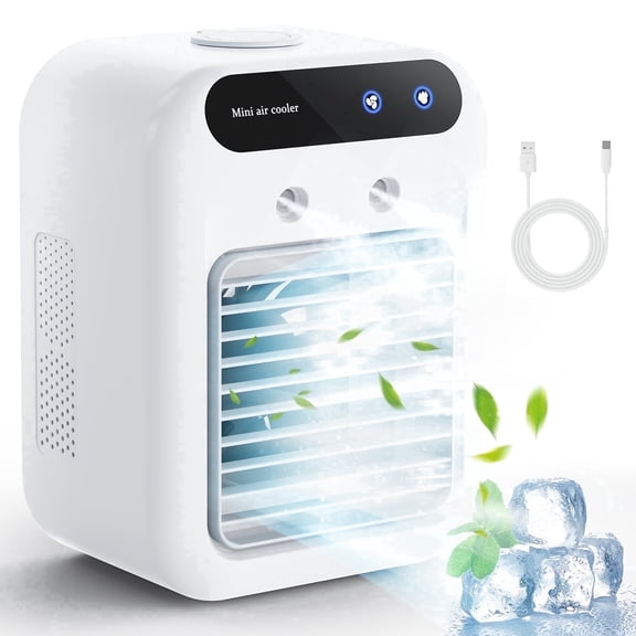 Portable Cooling Fan,USB-C Rechargeable | 25dB Quiet, 3 Speeds & Mist Modes for Home Office Desk, Bedroom, Camping