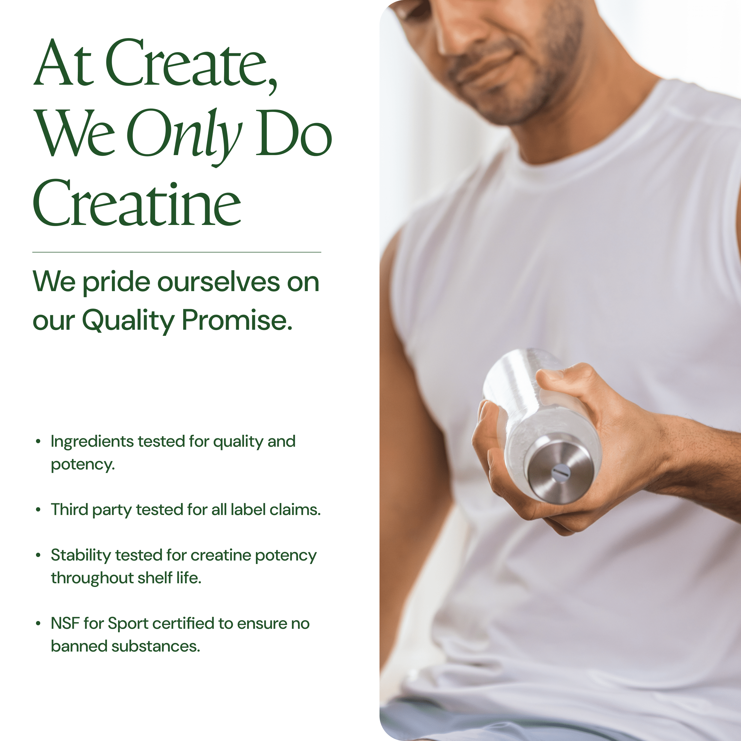 Create Creatine Monohydrate Powder, Unflavored, 30 Single-Serve Packs