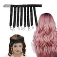 thumbnail image 1 of Rizadores de pelo sin calor, diadema de pulpo, satén, set rizador nocturno sin calor para mujer, color negro., 1 of 5